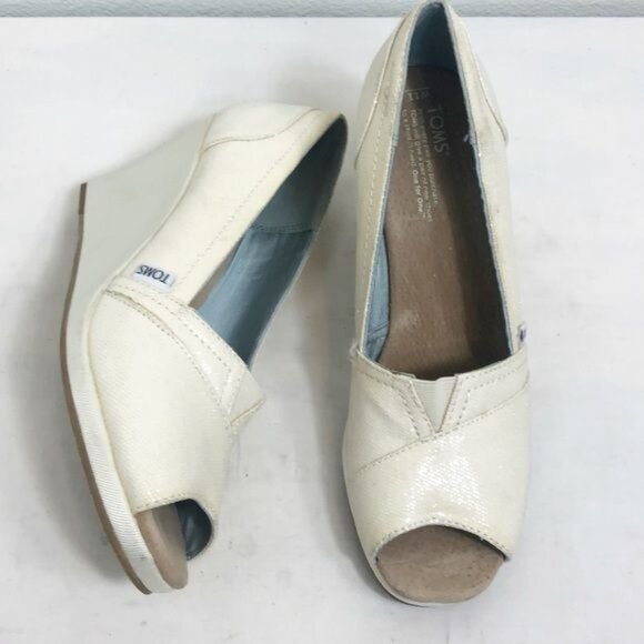 Toms Ivory Grosgrain Wedge Wedding Collection Size 11 - Picture 3 of 11